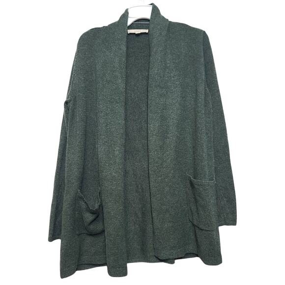 Loft Green Shawl Collar Pocket Open Cardigan Size Medium - Picture 1 of 4
